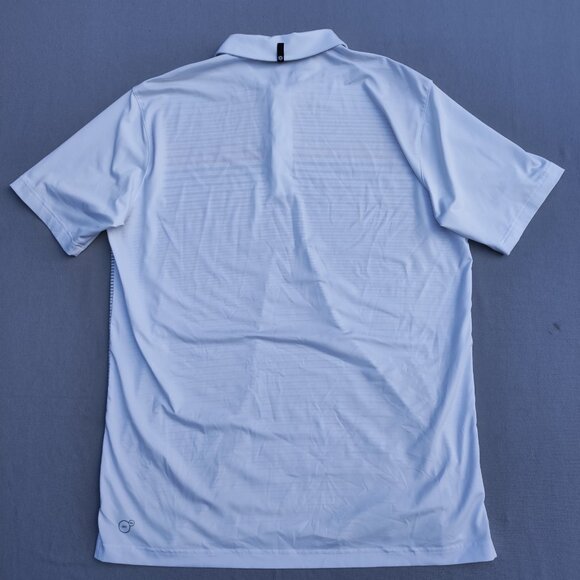 Puma Golf Polo Shirt men's siz M white colour with grey and red and blue stripes - Picture 3 of 9